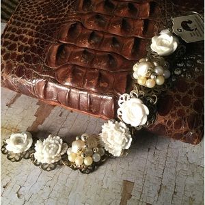 Bracelet repurposed vintage earrings resin flowers